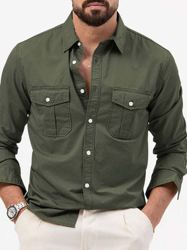 Stylish Multi-Pocket Long-Sleeve Shirt for Men - Perfect for Autumn-Winter Casual Wear