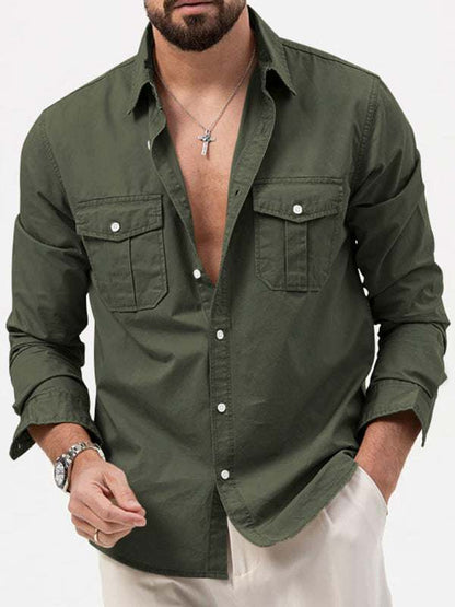 Stylish Multi-Pocket Long-Sleeve Shirt for Men - Perfect for Autumn-Winter Casual Wear