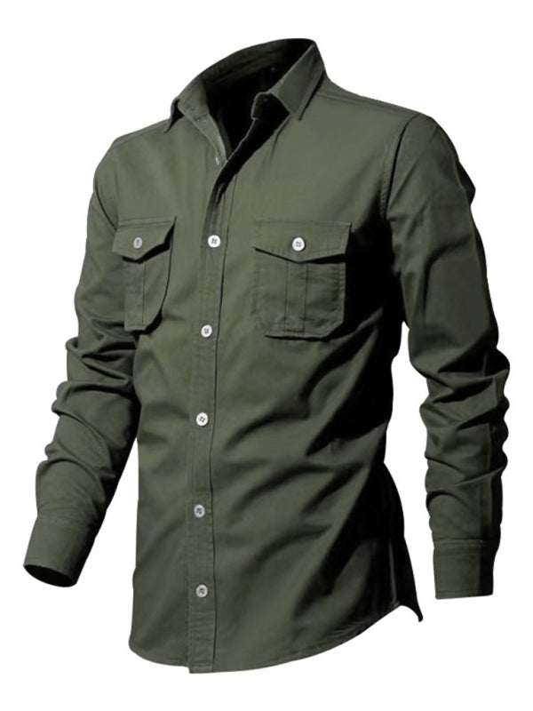 Stylish Multi-Pocket Long-Sleeve Shirt for Men - Perfect for Autumn-Winter Casual Wear