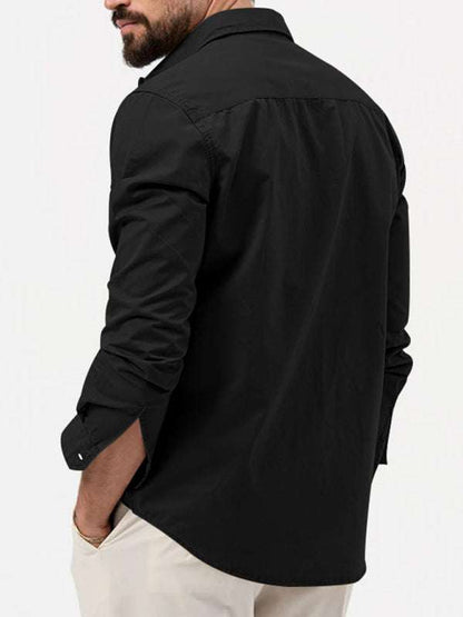 Stylish Multi-Pocket Long-Sleeve Shirt for Men - Perfect for Autumn-Winter Casual Wear