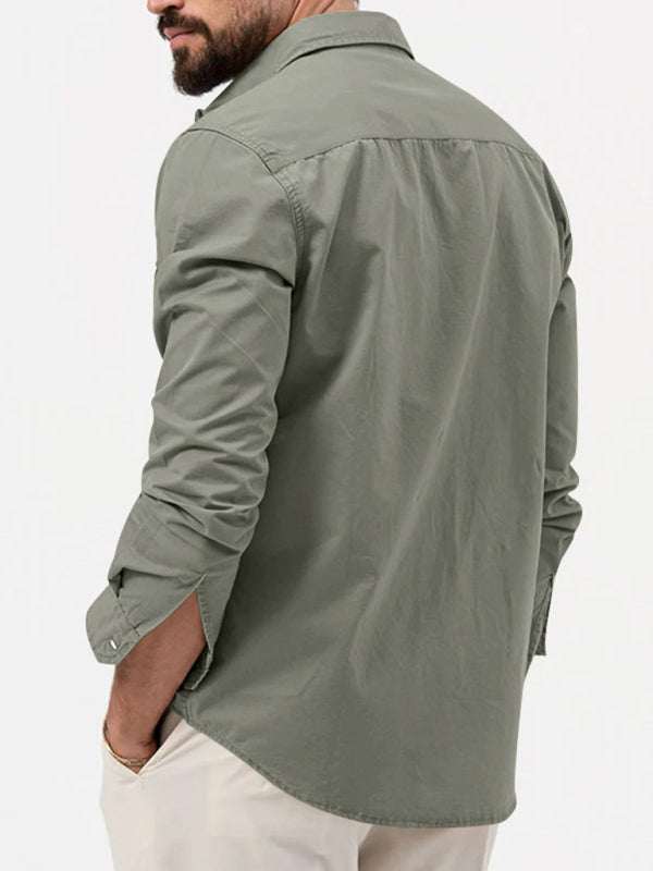 Stylish Multi-Pocket Long-Sleeve Shirt for Men - Perfect for Autumn-Winter Casual Wear