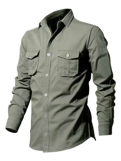 Stylish Multi-Pocket Long-Sleeve Shirt for Men - Perfect for Autumn-Winter Casual Wear