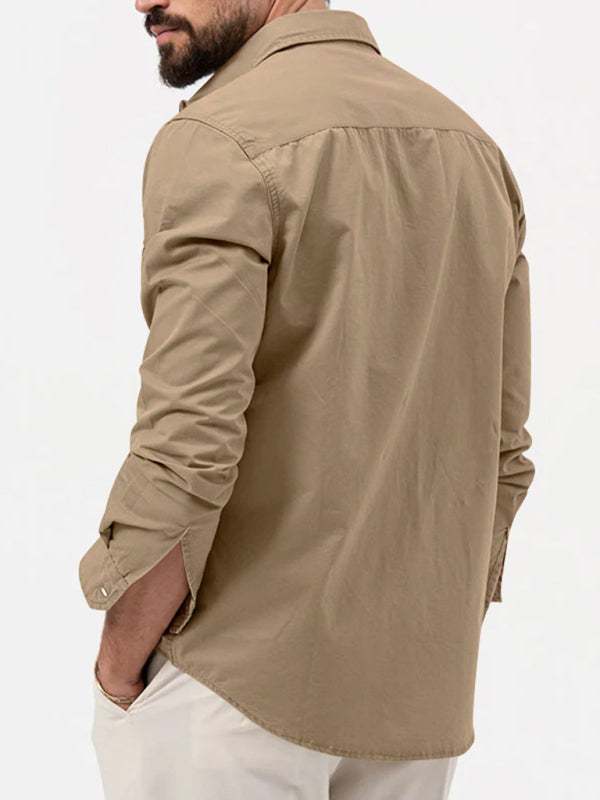 Stylish Multi-Pocket Long-Sleeve Shirt for Men - Perfect for Autumn-Winter Casual Wear