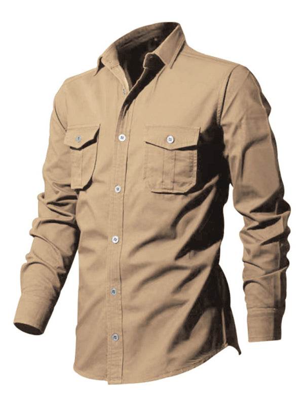 Stylish Multi-Pocket Long-Sleeve Shirt for Men - Perfect for Autumn-Winter Casual Wear