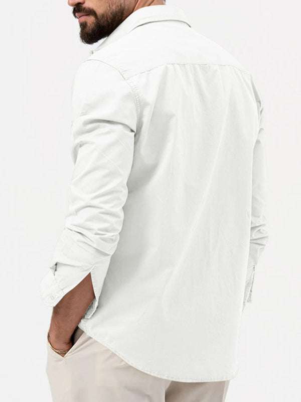 Stylish Multi-Pocket Long-Sleeve Shirt for Men - Perfect for Autumn-Winter Casual Wear