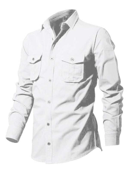 Stylish Multi-Pocket Long-Sleeve Shirt for Men - Perfect for Autumn-Winter Casual Wear