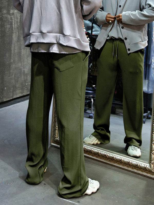 Effortless Elegance: High-Waisted Wide-Leg Striped Trousers for Men