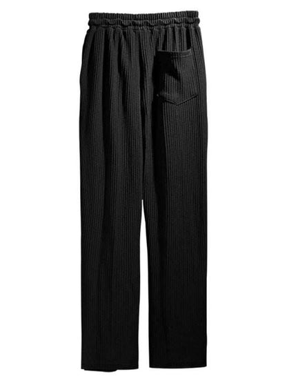 Effortless Elegance: High-Waisted Wide-Leg Striped Trousers for Men