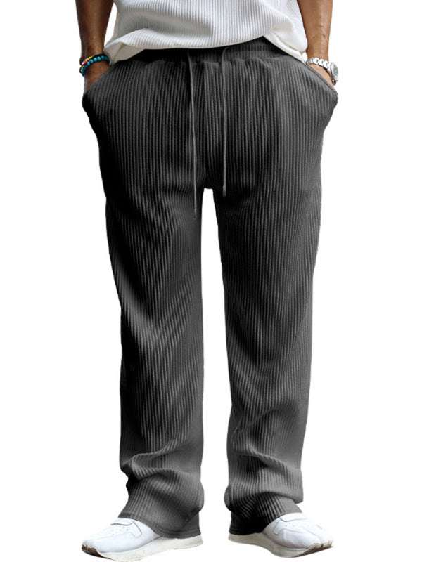 Effortless Elegance: High-Waisted Wide-Leg Striped Trousers for Men