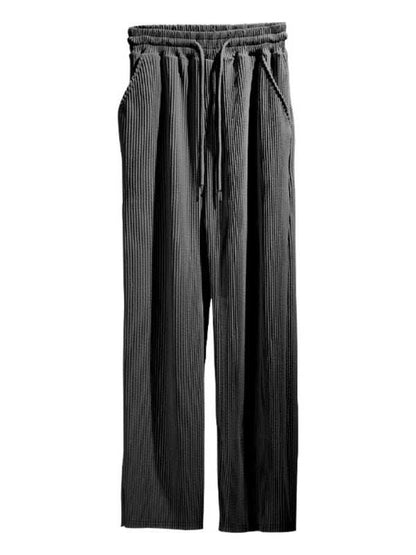 Effortless Elegance: High-Waisted Wide-Leg Striped Trousers for Men