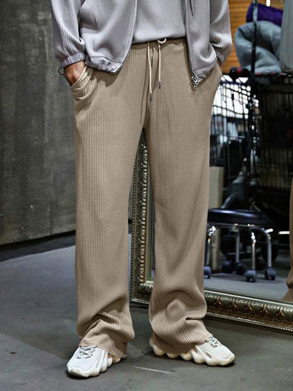 Effortless Elegance: High-Waisted Wide-Leg Striped Trousers for Men