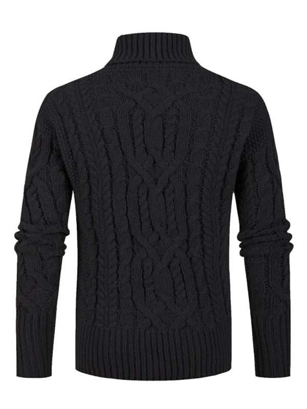 Chic Men's Solid Twist Knit Pullover Sweater for Effortless Autumn Style