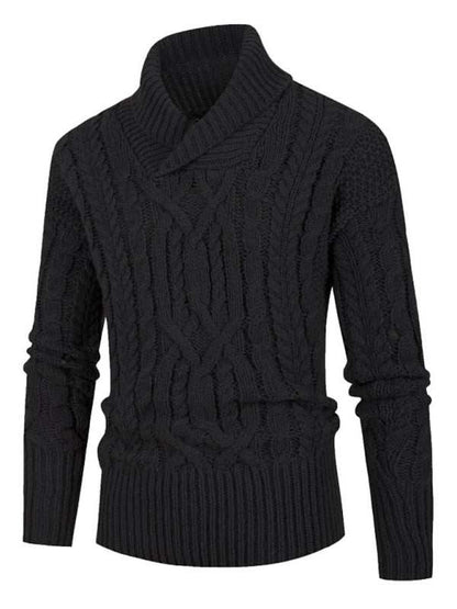 Men's solid color twist knit pullover sweater, long-sleeved, suitable for autumn-winter.