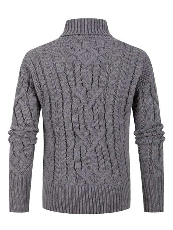 Chic Men's Solid Twist Knit Pullover Sweater for Effortless Autumn Style