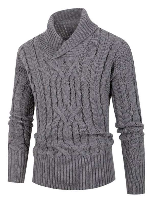 Chic Men's Solid Twist Knit Pullover Sweater for Effortless Autumn Style