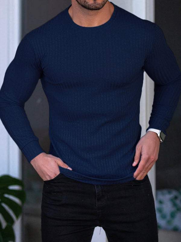 Versatile Vertical Stripe Long-Sleeve T-Shirt: Comfort Meets Style for Active Living