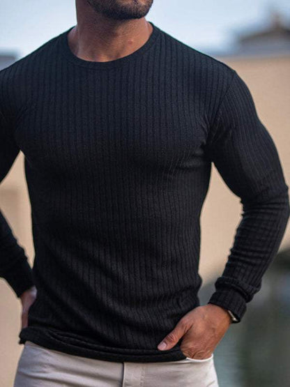 Versatile Vertical Stripe Long-Sleeve T-Shirt: Comfort Meets Style for Active Living