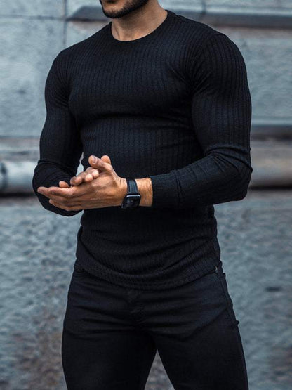 Versatile Vertical Stripe Long-Sleeve T-Shirt: Comfort Meets Style for Active Living