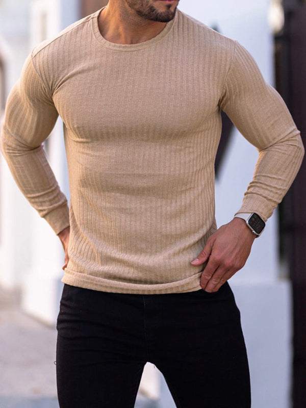 Versatile Vertical Stripe Long-Sleeve T-Shirt: Comfort Meets Style for Active Living