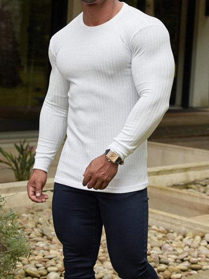 Versatile Vertical Stripe Long-Sleeve T-Shirt: Comfort Meets Style for Active Living