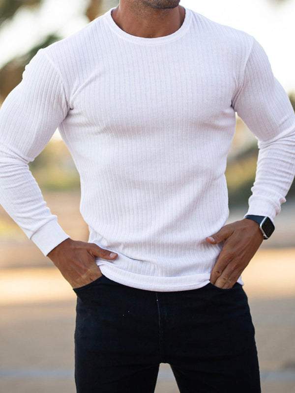 Versatile Vertical Stripe Long-Sleeve T-Shirt: Comfort Meets Style for Active Living