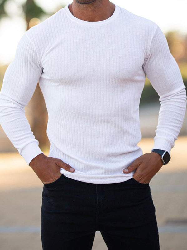 Versatile Vertical Stripe Long-Sleeve T-Shirt: Comfort Meets Style for Active Living