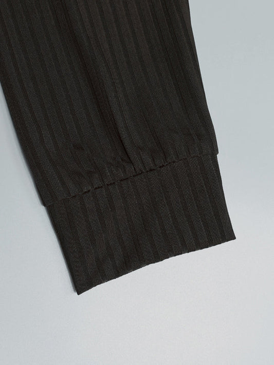 Sophisticated Striped V-neck Long-Sleeve Polo Shirt
