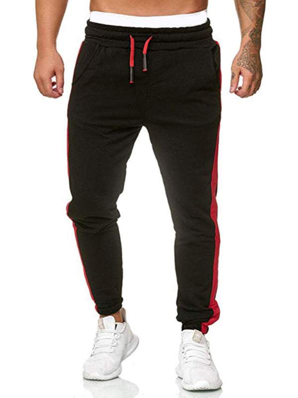 Vibrant Color Block Men's Casual Sports Trousers for Spring-Summer Adventure