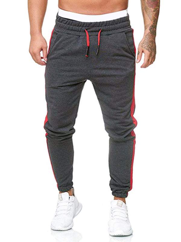 Vibrant Color Block Men's Casual Sports Trousers for Spring-Summer Adventure