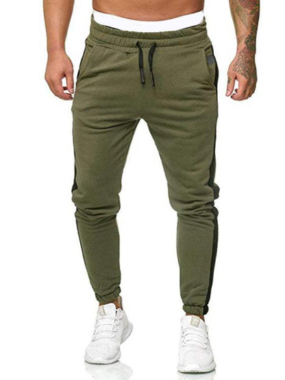 Vibrant Color Block Men's Casual Sports Trousers for Spring-Summer Adventure