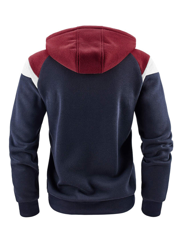 Men's Color Block Fashion Sweatshirt with Functional Pocket