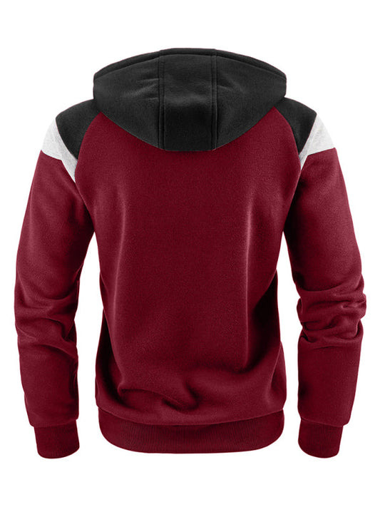 Men's Color Block Fashion Sweatshirt with Functional Pocket