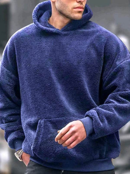 Trendy Plush Hooded Sweatshirt for Men - Ultimate Casual Comfort for Autumn & Winter