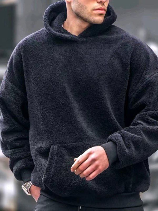 Stylish Men's Plush Hooded Sweatshirt for Casual Comfort