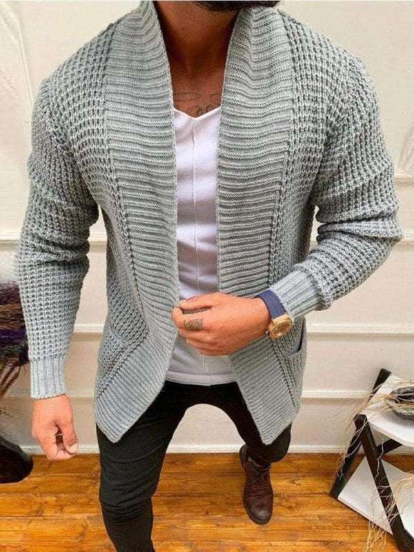 Cozy Elegance: Men's Casual Knit Cardigan in Solid Colors