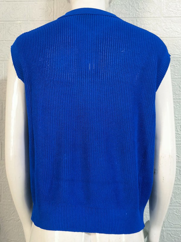 Stylish Men's Knitted Polo Top with Lapel Collar - Solid Color Elegance for Spring-Summer