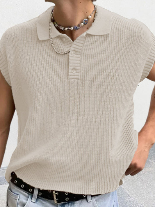 Men's Stylish Lapel Polo Collar Knit Top
