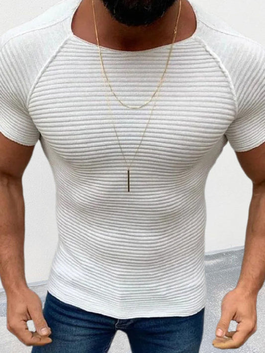 Sophisticated Men's Slim Fit Knit Top with Round Neck