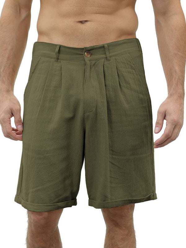 Stylish Men's Beach Shorts with Button Detail and Comfortable Elastic Waist