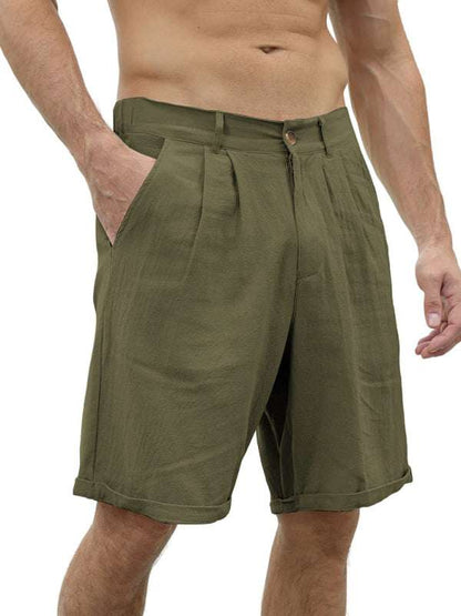 Stylish Men's Beach Shorts with Button Detail and Comfortable Elastic Waist