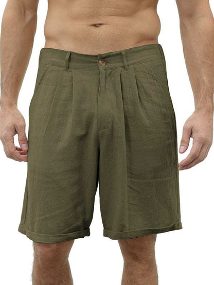 Stylish Men's Beach Shorts with Button Detail and Comfortable Elastic Waist