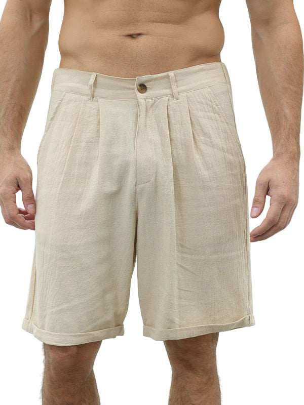 Stylish Men's Beach Shorts with Button Detail and Comfortable Elastic Waist