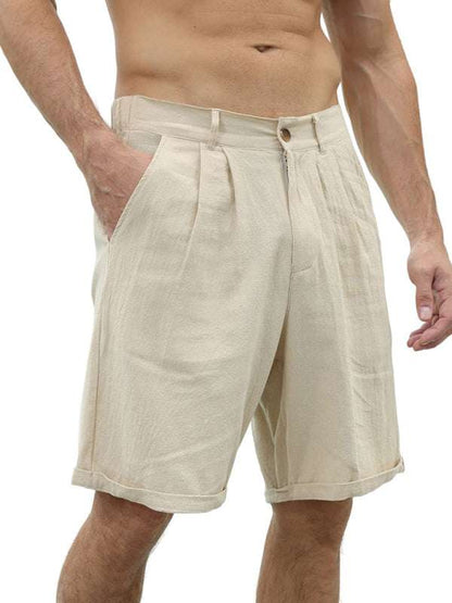 Stylish Men's Beach Shorts with Button Detail and Comfortable Elastic Waist