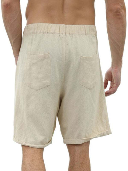 Stylish Men's Beach Shorts with Button Detail and Comfortable Elastic Waist