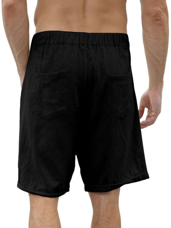 Stylish Men's Beach Shorts with Button Detail and Comfortable Elastic Waist