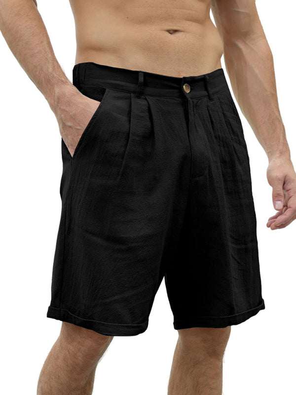 Stylish Men's Beach Shorts with Button Detail and Comfortable Elastic Waist