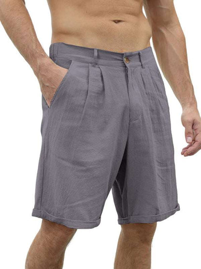 Stylish Men's Beach Shorts with Button Detail and Comfortable Elastic Waist