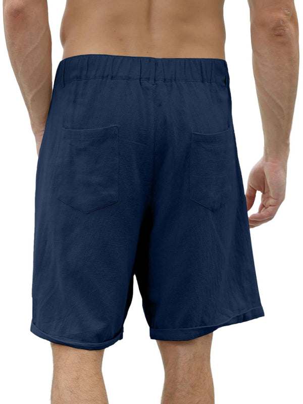 Stylish Men's Beach Shorts with Button Detail and Comfortable Elastic Waist