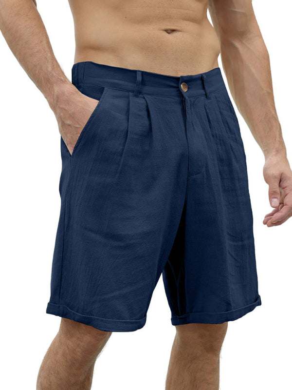 Stylish Men's Beach Shorts with Button Detail and Comfortable Elastic Waist