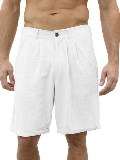 Stylish Men's Beach Shorts with Button Detail and Comfortable Elastic Waist